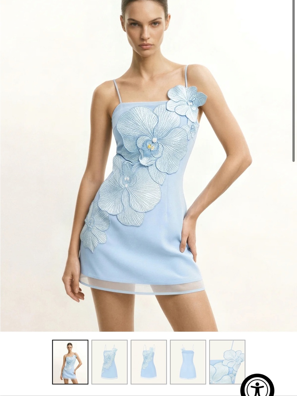Orchid Appliqué Mini Dress - Blue